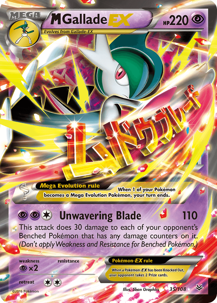 M Gallade EX (35/108) [XY: Roaring Skies] ultra rare psychic Pokémon card with Unwavering Blade attack.