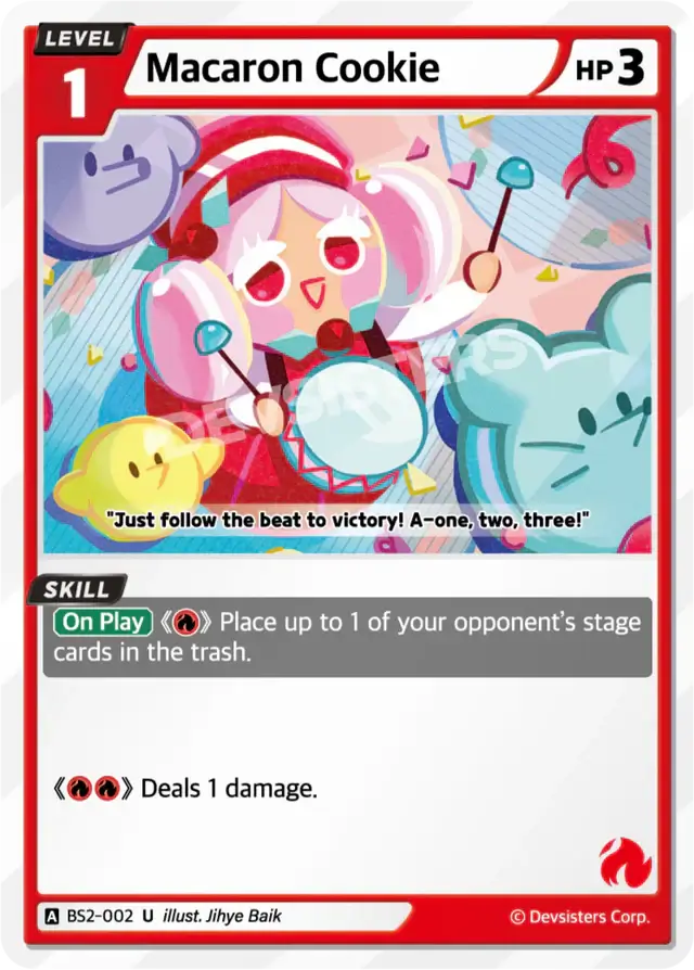 Macaron Cookie BS2-002 U | Uncommon Card featuring colorful characters and playful design with game mechanics.