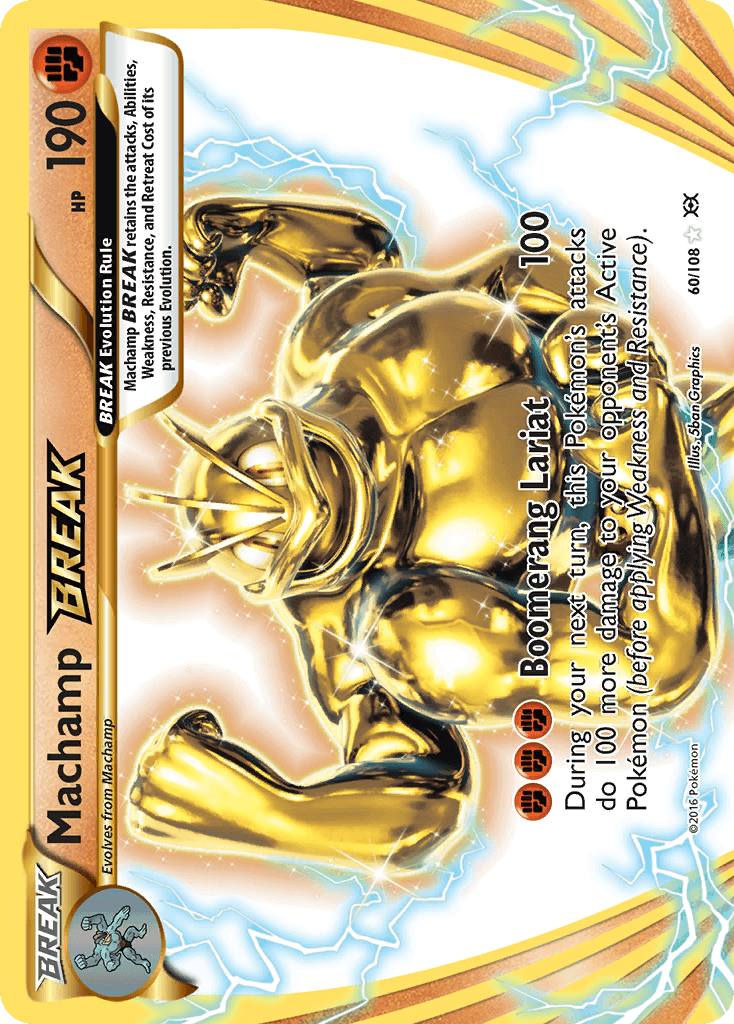 Machamp BREAK (60/108) [XY: Evolutions] ultra rare card featuring fighting type with Boomerang Lariat attack.
