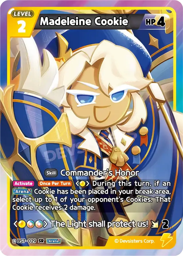 Image of Madeleine Cookie BS7-029 SR showcasing Commander’s Honor skill and vibrant design.