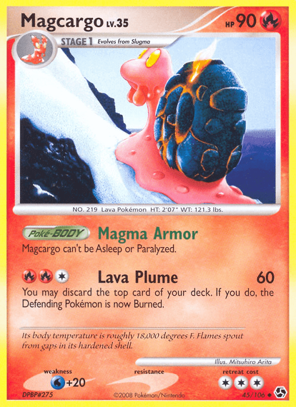 Magcargo (45/106) [Diamond & Pearl: Great Encounters] card showing its abilities and characteristics.