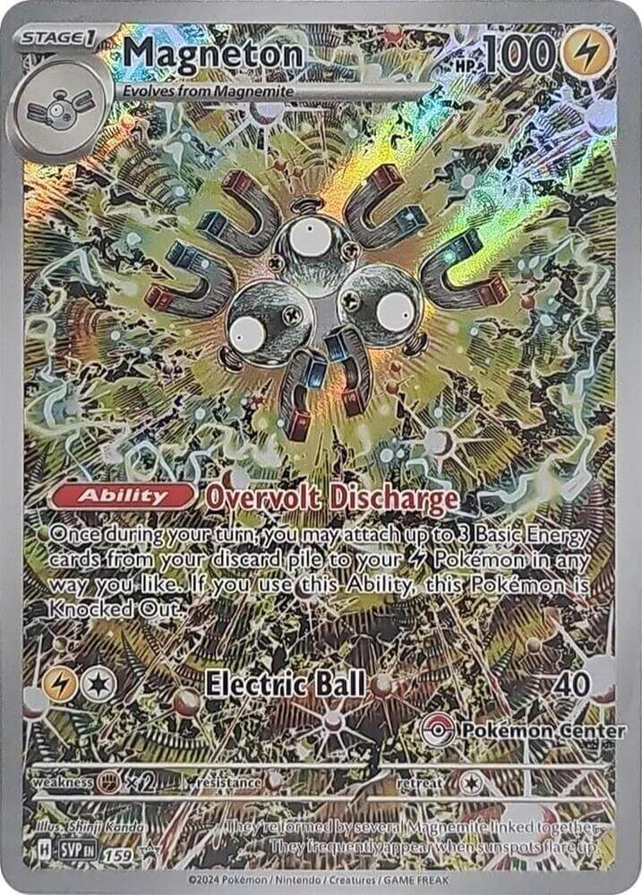 Magneton (159) (Pokemon Center Exclusive) [Scarlet & Violet: Black Star Promos] featuring Overvolt Discharge ability.