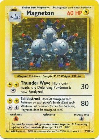 Magneton (9/102) [Base Set Unlimited] card featuring Lightning type, Holo Rare rarity, with stats and moves.