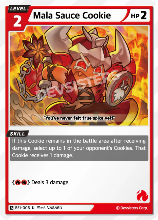 Mala Sauce Cookie BS1-006 U | Uncommon Card showcasing card details and abilities.