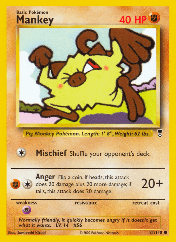 Mankey (81/110) [Legendary Collection] card featuring Pig Monkey Pokémon with attacks Mischief and Anger.
