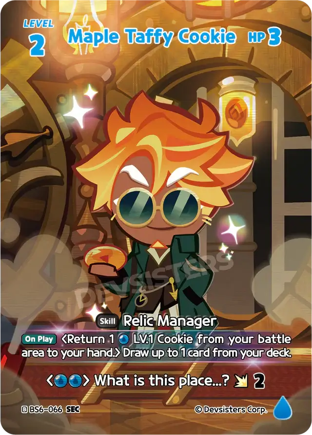 Maple Taffy Cookie BS6-066 SEC | Secret Rare Card featuring unique art and abilities from CookieRun: Braverse TCG.