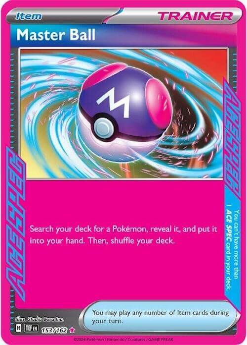 Master Ball (153/162) [Scarlet & Violet: Temporal Forces] card showcasing its unique design and playing instructions.