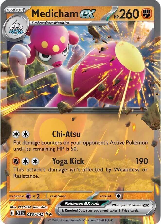 Medicham ex (080/142) [Scarlet & Violet: Stellar Crown] card featuring fighting type attacks and abilities.