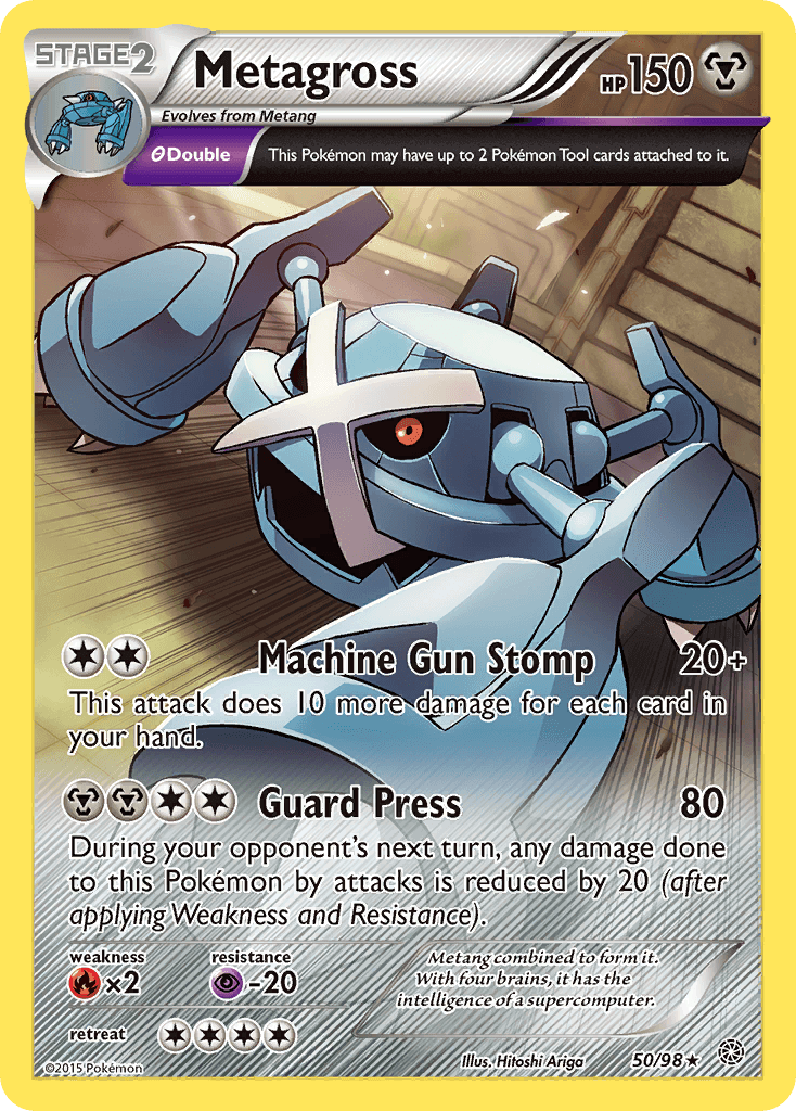 Metagross (50/98) [XY: Ancient Origins] Metal type card featuring Machine Gun Stomp and Guard Press.
