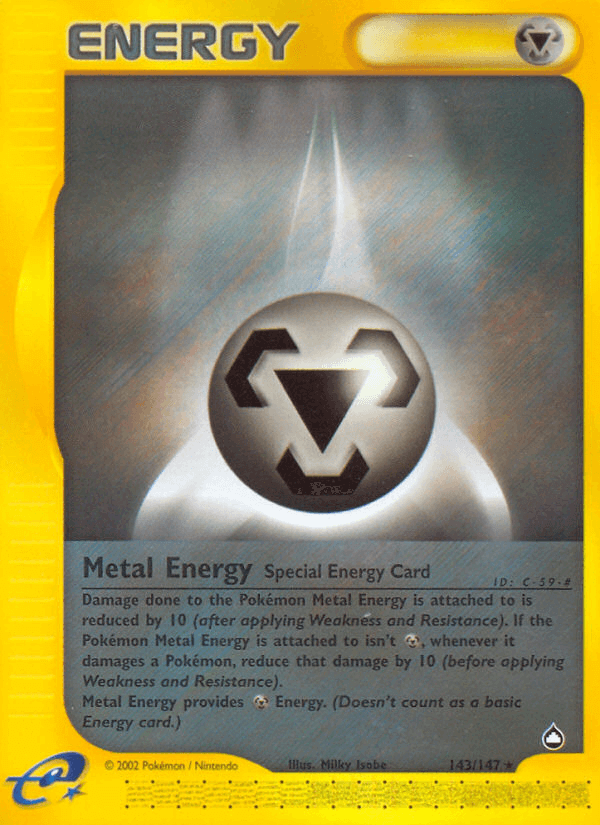 Metal Energy (143/147) [Aquapolis] Special Energy card from Pokémon, showcasing its unique design and rare status.