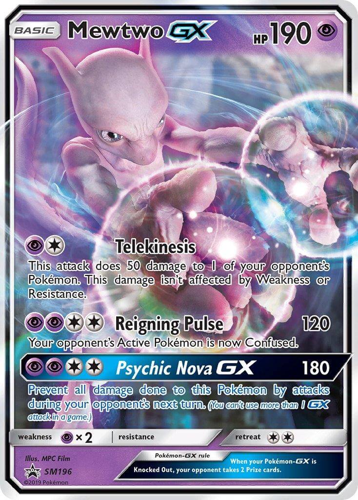 Mewtwo GX (SM196) [Sun & Moon: Black Star Promos] card featuring Telekinesis and Psychic Nova GX moves.
