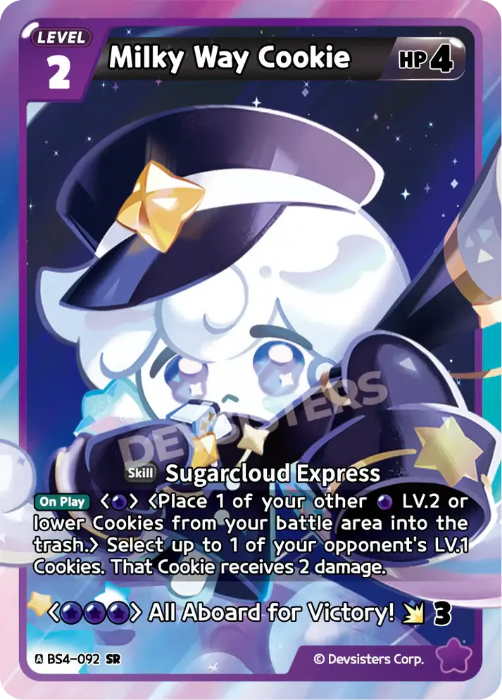Milky Way Cookie (BS4-092) SR – Brave Sweet | Cookie Run TCG Super Rare Card showcasing celestial character and abilities.