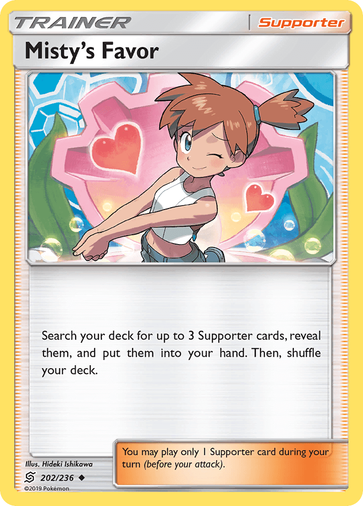 Misty's Favor (202/236) [Sun & Moon: Unified Minds] Supporter card featuring Misty.