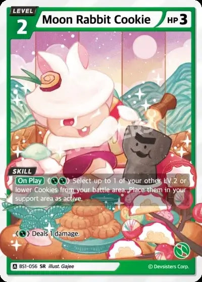 Moon Rabbit Cookie (BS1-056) SR – Brave Starter | Cookie Run TCG Super Rare Card featuring adorable artwork.