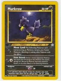 Murkrow (24/111) [Neo Genesis Unlimited] card featuring 50 HP, Mean Look, and Felon Attack moves.