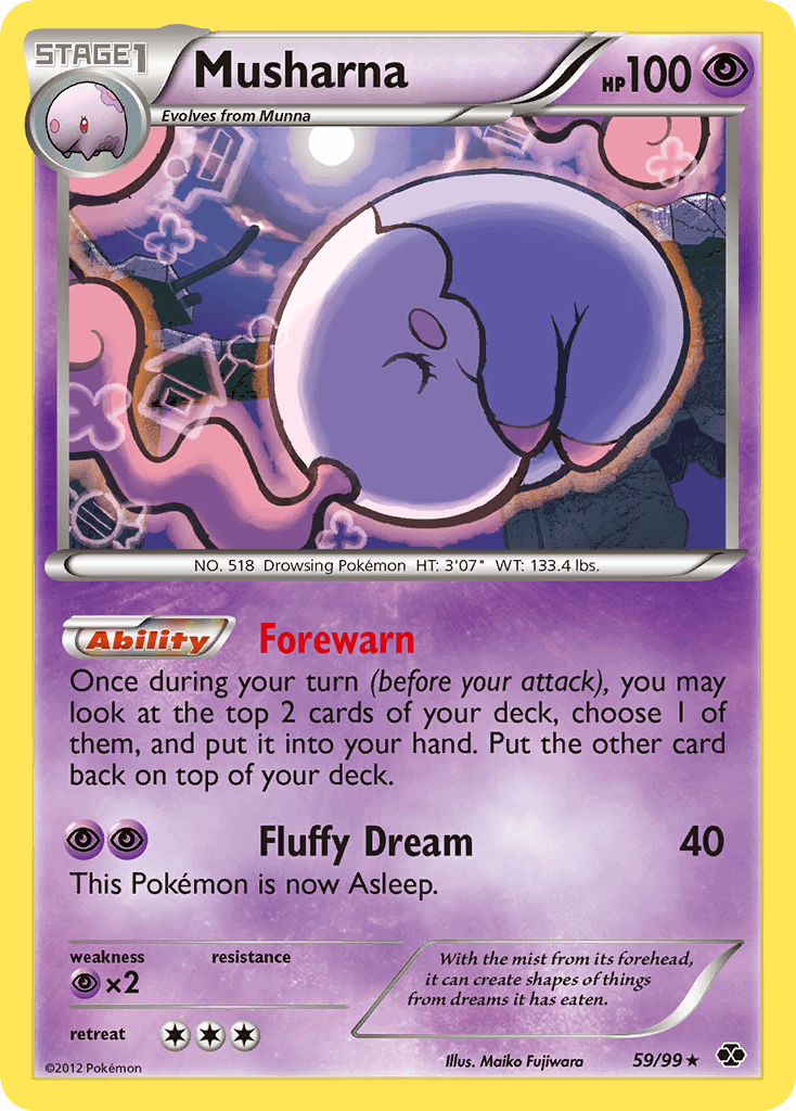 Musharna (59/99) [Black & White: Next Destinies] Psychic rare card with ability Forewarn and Fluffy Dream move