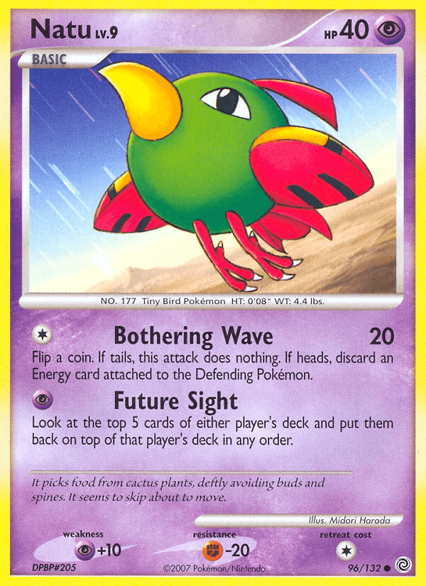 Natu (96/132) [Diamond & Pearl: Secret Wonders] Pokémon card featuring Psychic type and common rarity.