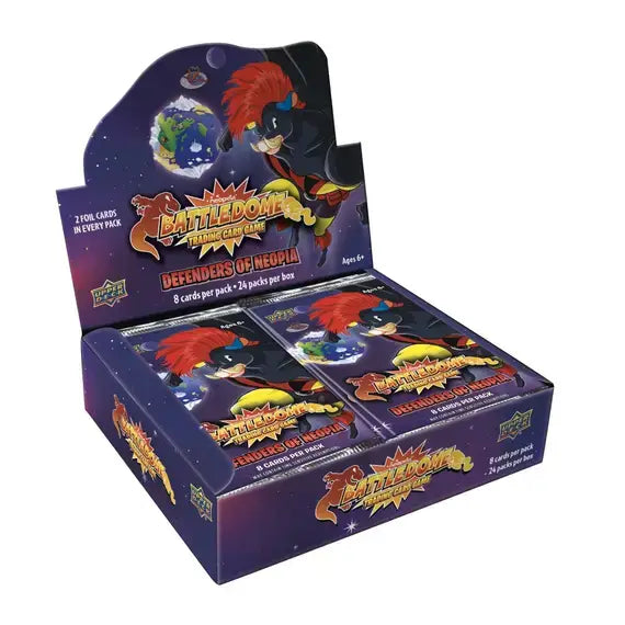 Neopets Battledome TCG: Defenders of Neopia Booster Display featuring card packs in a retail box.