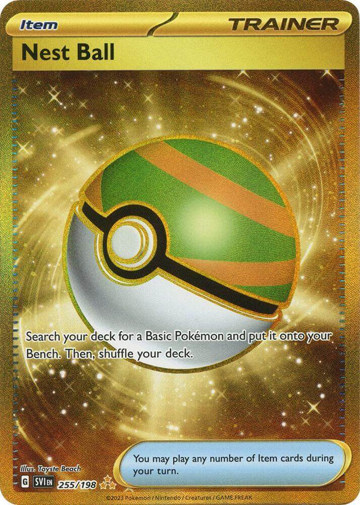 Nest Ball (255/198) [Scarlet & Violet: Base Set] card featuring sparkling design and item details.