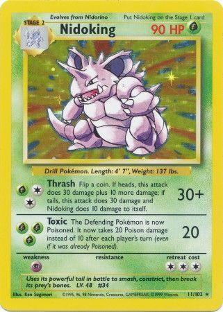 Nidoking (11/102) [Base Set Unlimited] Holo Rare card featuring detailed artwork and stats.