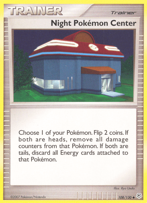 Night Pokemon Center (108/130) [Diamond & Pearl: Base Set] card image featuring a Trainer item illustration.