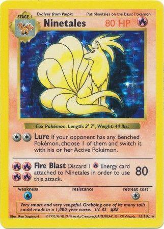 Ninetales (12/102) [Base Set Shadowless Unlimited] Holo Rare card featuring fire type abilities and stunning artwork.