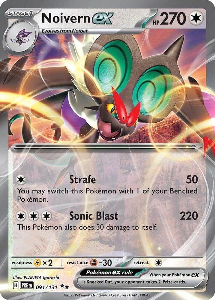 Noivern ex (091/131) [Scarlet & Violet: Prismatic Evolutions] card featuring HP and attack details.