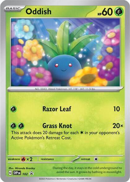 Oddish (102) [Scarlet & Violet: Black Star Promos] Pokémon card featuring Grass type and unique abilities.