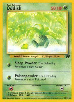 Oddish (63/82) [Team Rocket Unlimited] card featuring Sleep Powder and Poisonpowder abilities.