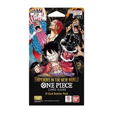 One Piece Card Game: Emperors in the New World Booster Pack featuring Luffy and the Four Emperors.