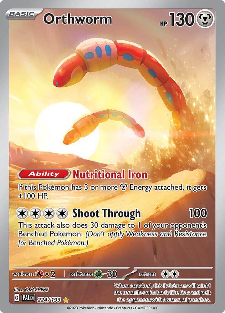 Orthworm (224/193) [Scarlet & Violet: Paldea Evolved] trading card showcasing abilities and attacks.
