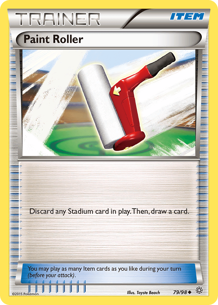 Paint Roller (79/98) [XY: Ancient Origins] card showcasing the item used in Pokémon trading card game.
