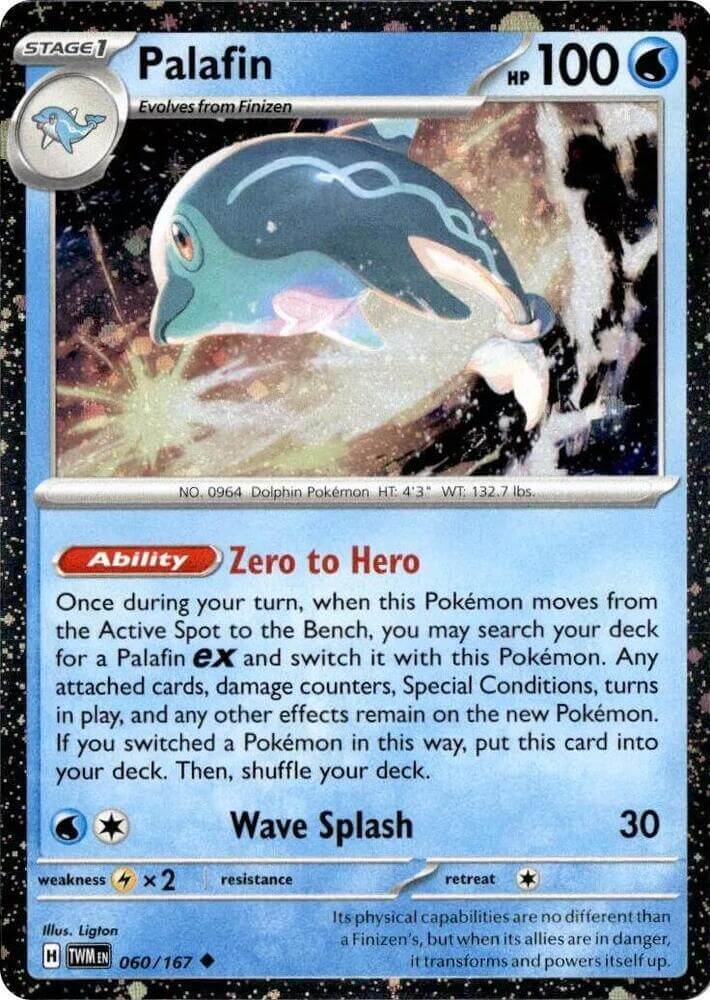 Palafin (060/167) (Cosmos Holo) [Scarlet & Violet: Twilight Maquerade] card featuring Zero to Hero ability.