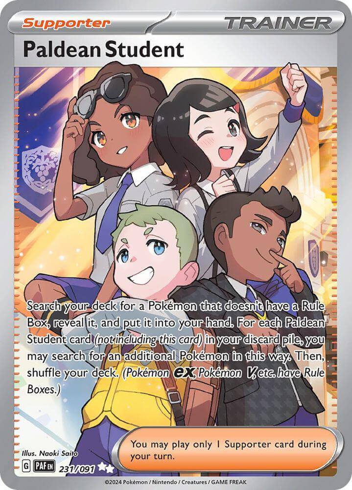 Paldean Student (231/091) [Scarlet & Violet: Paldean Fates] Secret Rare Supporter card illustration.