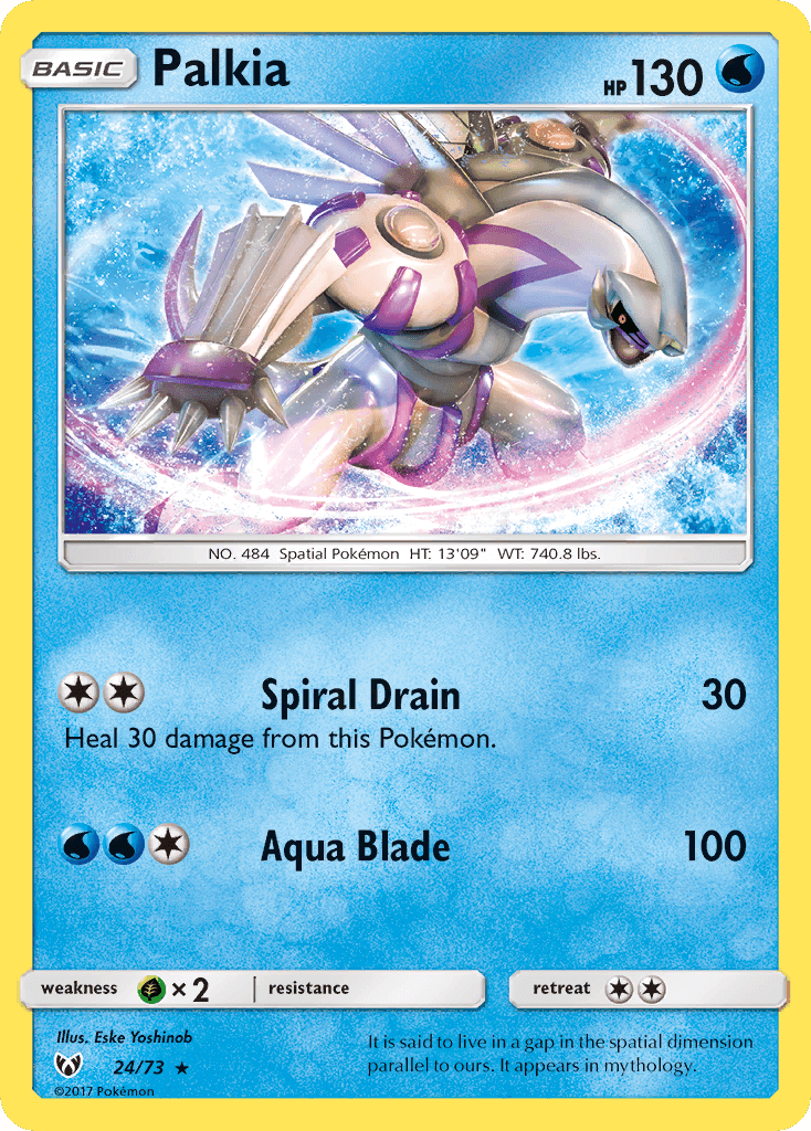 Palkia (24/73) [Sun & Moon: Shining Legends] Holo Rare Water-type Pokémon card image.