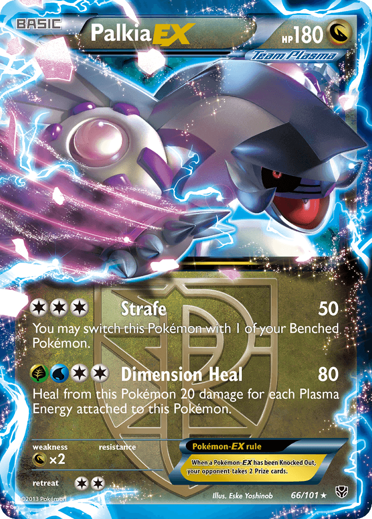 Palkia EX (66/101) [Black & White: Plasma Blast] card featuring Dragon type and Ultra Rare rarity.