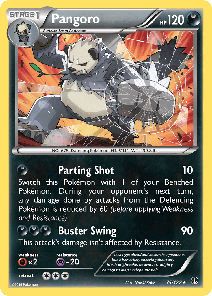 Pangoro (75/122) [XY: BREAKpoint] trading card featuring its abilities and artwork.