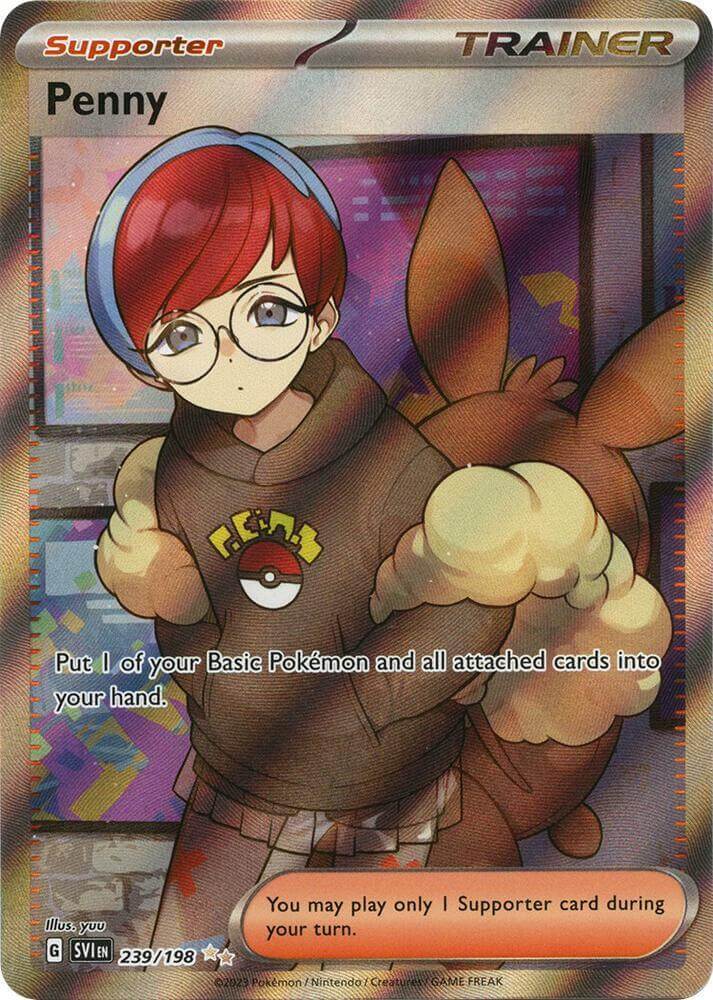 Penny (239/198) [Scarlet & Violet: Base Set] Supporter card featuring a character with Eevee.
