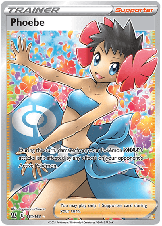Phoebe (161/163) [Sword & Shield: Battle Styles] Ultra Rare Supporter card with colorful background.