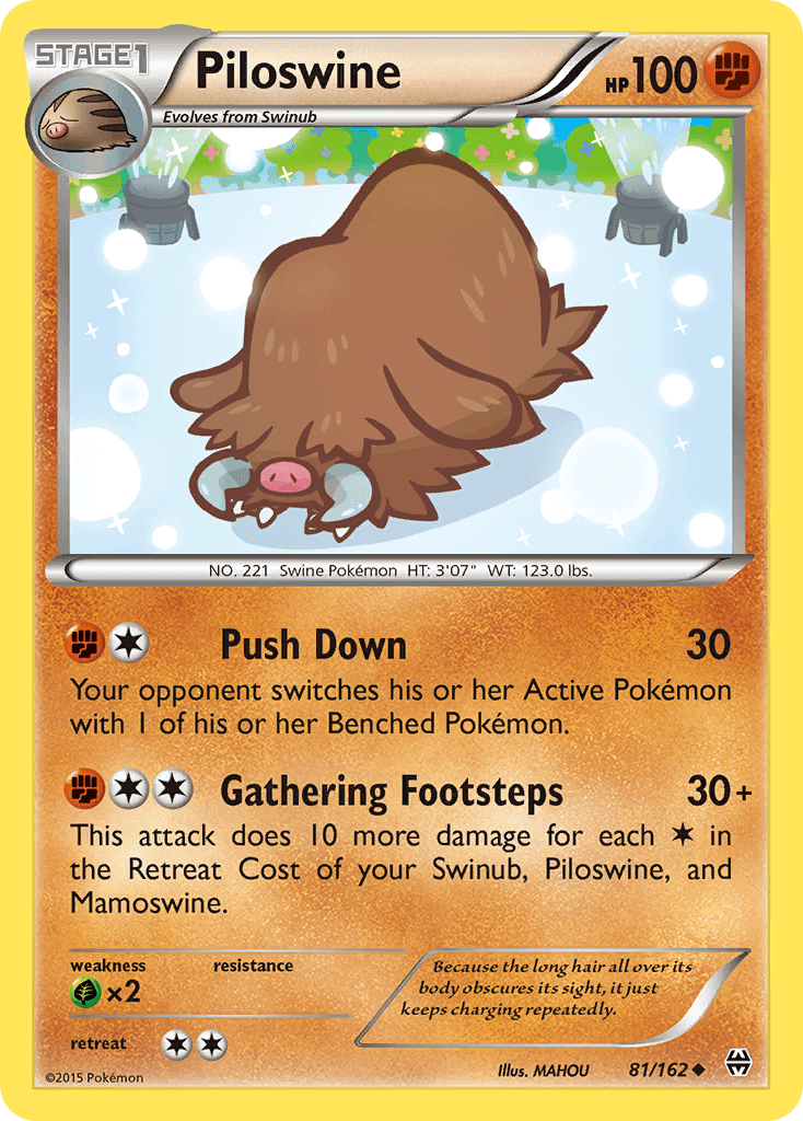 Piloswine (81/162) [XY: BREAKthrough] card featuring Fighting type, uncommon rarity, and unique abilities.