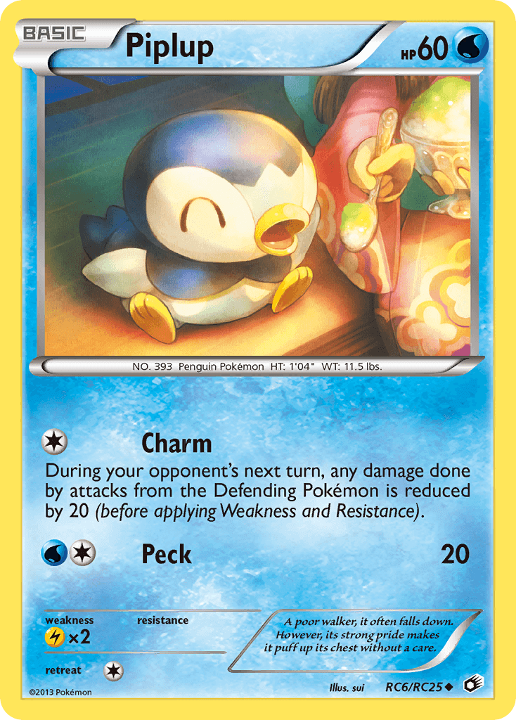 Piplup (RC6/RC25) [Black & White: Legendary Treasures] Pokémon card showcasing Water type and uncommon rarity.