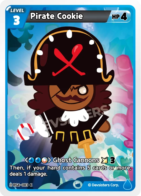 Pirate Cookie BS4-083 C | Common Card featuring character with pirate hat and candy cane, level 3 card illustration.