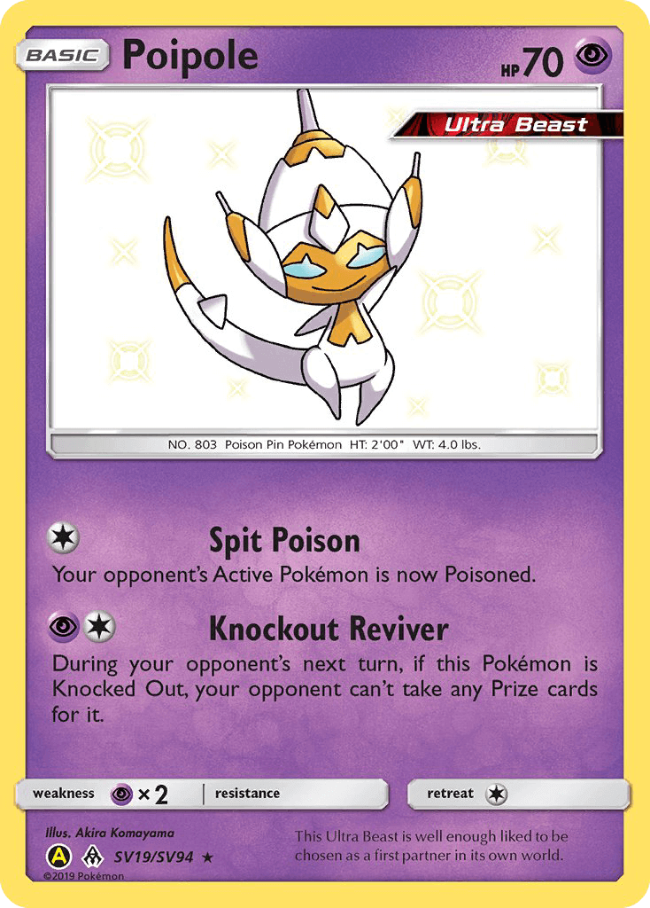 Poipole (SV19/SV94) [Sun & Moon: Hidden Fates - Shiny Vault] Ultra Beast Pokémon card featuring abilities.