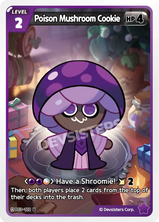 Image of Poison Mushroom Cookie BS3-102 U | Uncommon Card showcasing the character and game details.