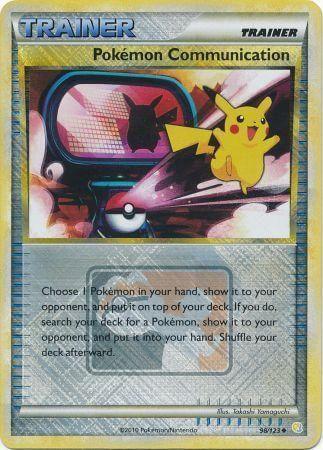 Pokemon Communication (98/123) (League Promo) [HeartGold & SoulSilver: Base Set] trading card featuring Pikachu.