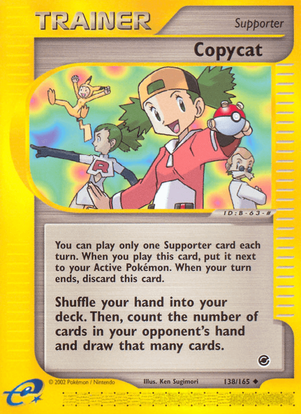 Copycat (138/165) [Expedition: Base Set] card showing Trainer Supporter effect and gameplay instructions.
