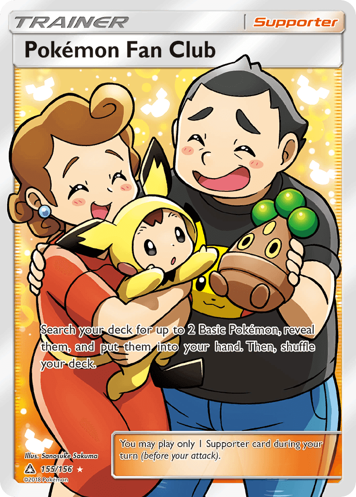 Pokemon Fan Club (155/156) [Sun & Moon: Ultra Prism] card featuring Trainer art with Pikachu and accessories.