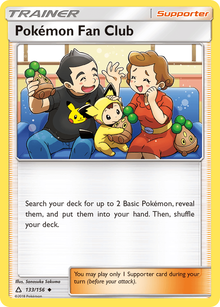 Pokémon Fan Club (133/156) [Sun & Moon: Ultra Prism] card featuring trainers and Pikachu.