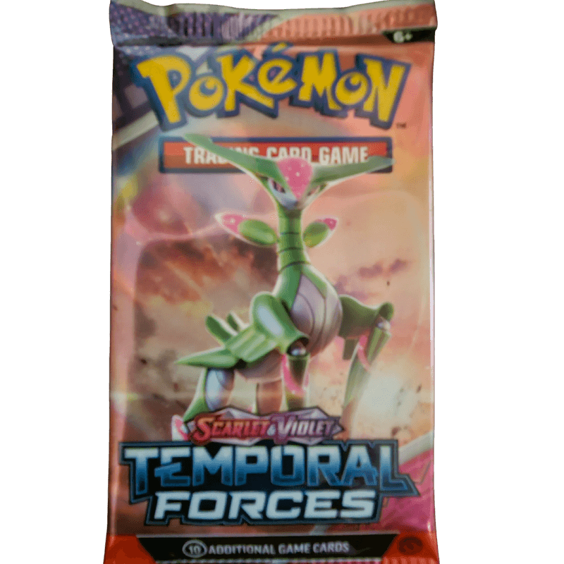 Pokémon Temporal Forces Booster Pack featuring Walking Wake ex, sealed trading card game pack.