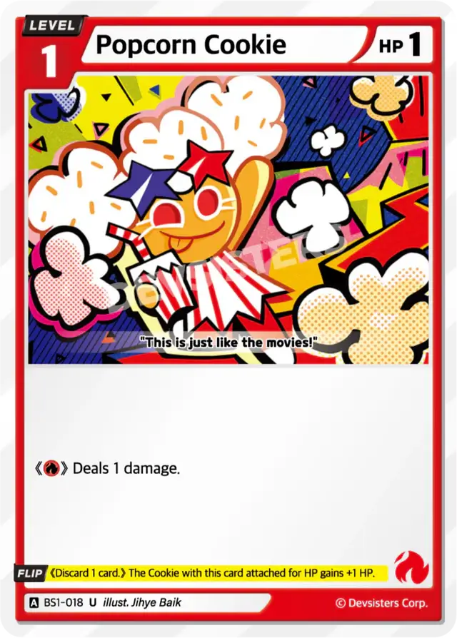 Popcorn Cookie BS1-018 U | Uncommon Card showcasing vibrant graphics and playful design.